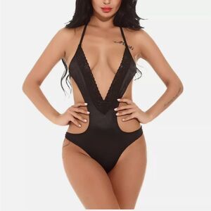 One Piece Babydoll V Neck Bodysuits Sleepwear